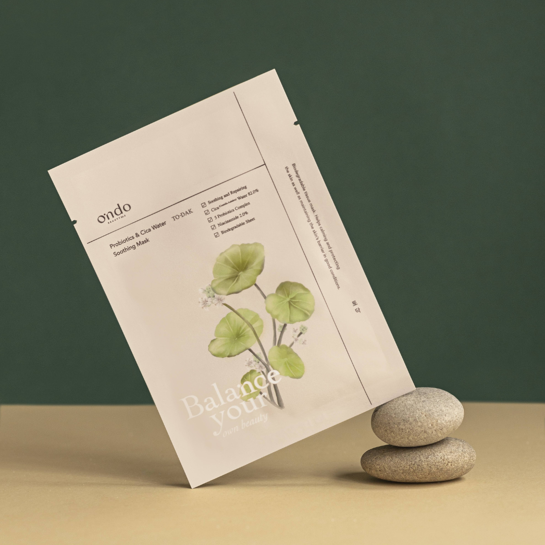 Mascarilla calmante con probióticos y agua de cica de Ondo Beauty To-Dak