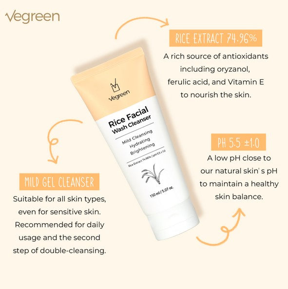 Vegreen Rice Facial Wash Cleanser